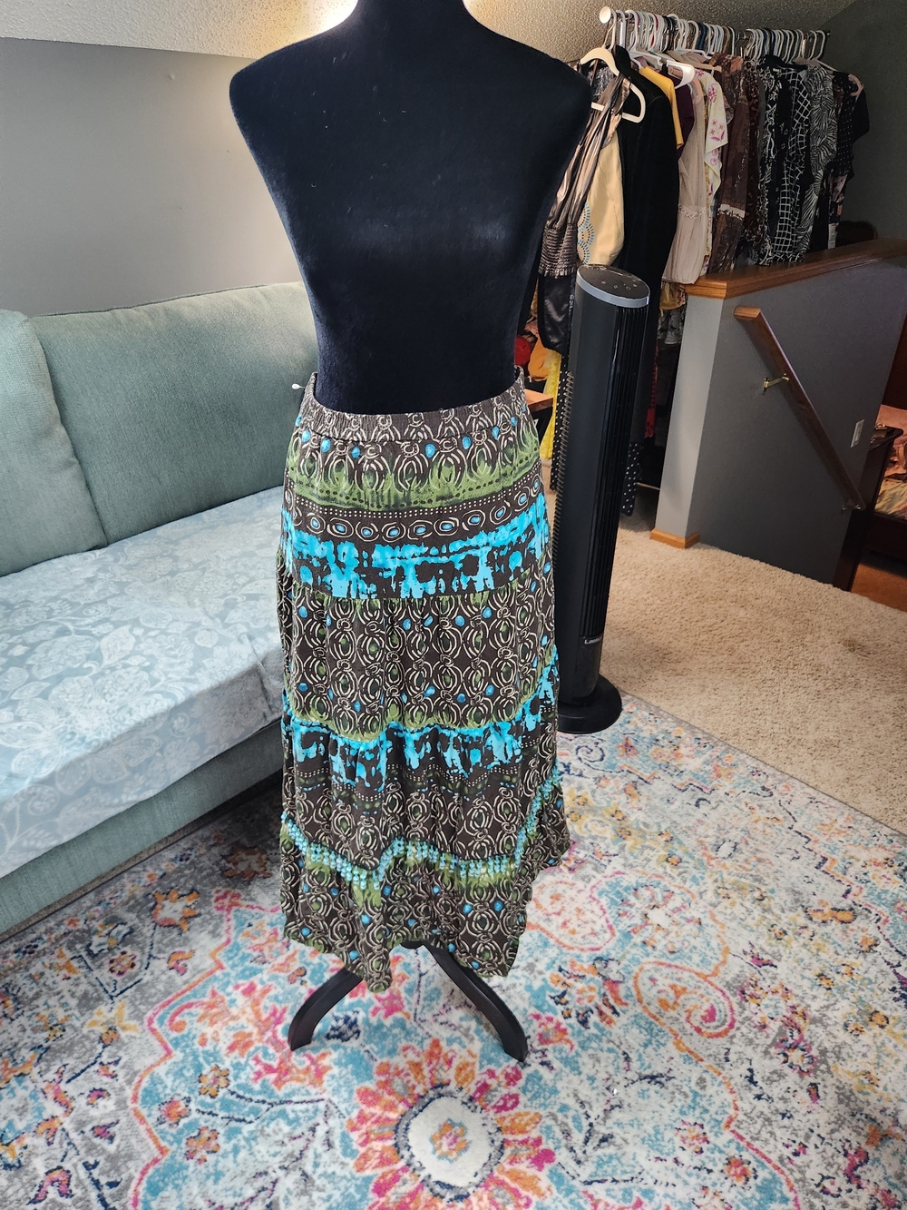 Christopher & Banks Women's Geometric Maxi Skirt Size Medium Beading! Boho Great